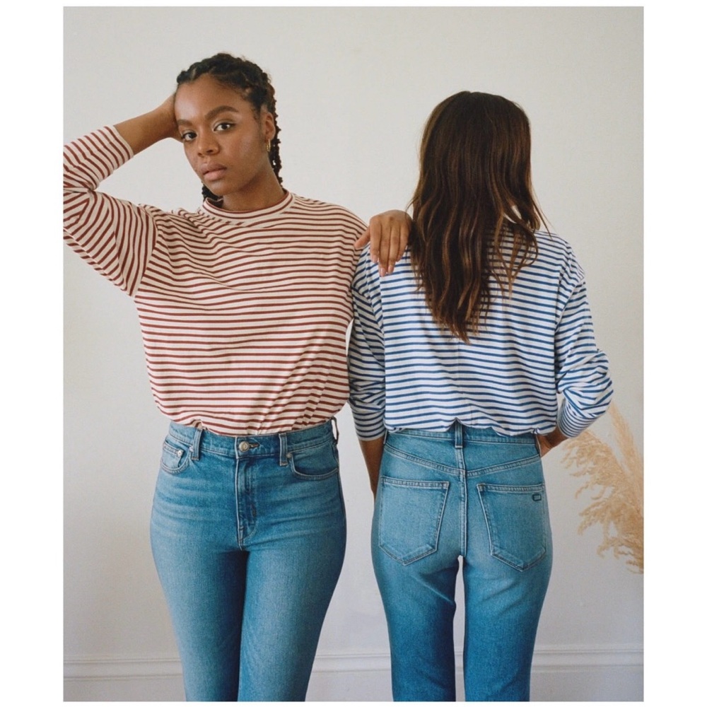 AYR French Fry Long Sleeve Tee in Green Stripe Size Small